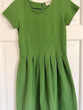 Ganni Green Textured Pleated Dress
